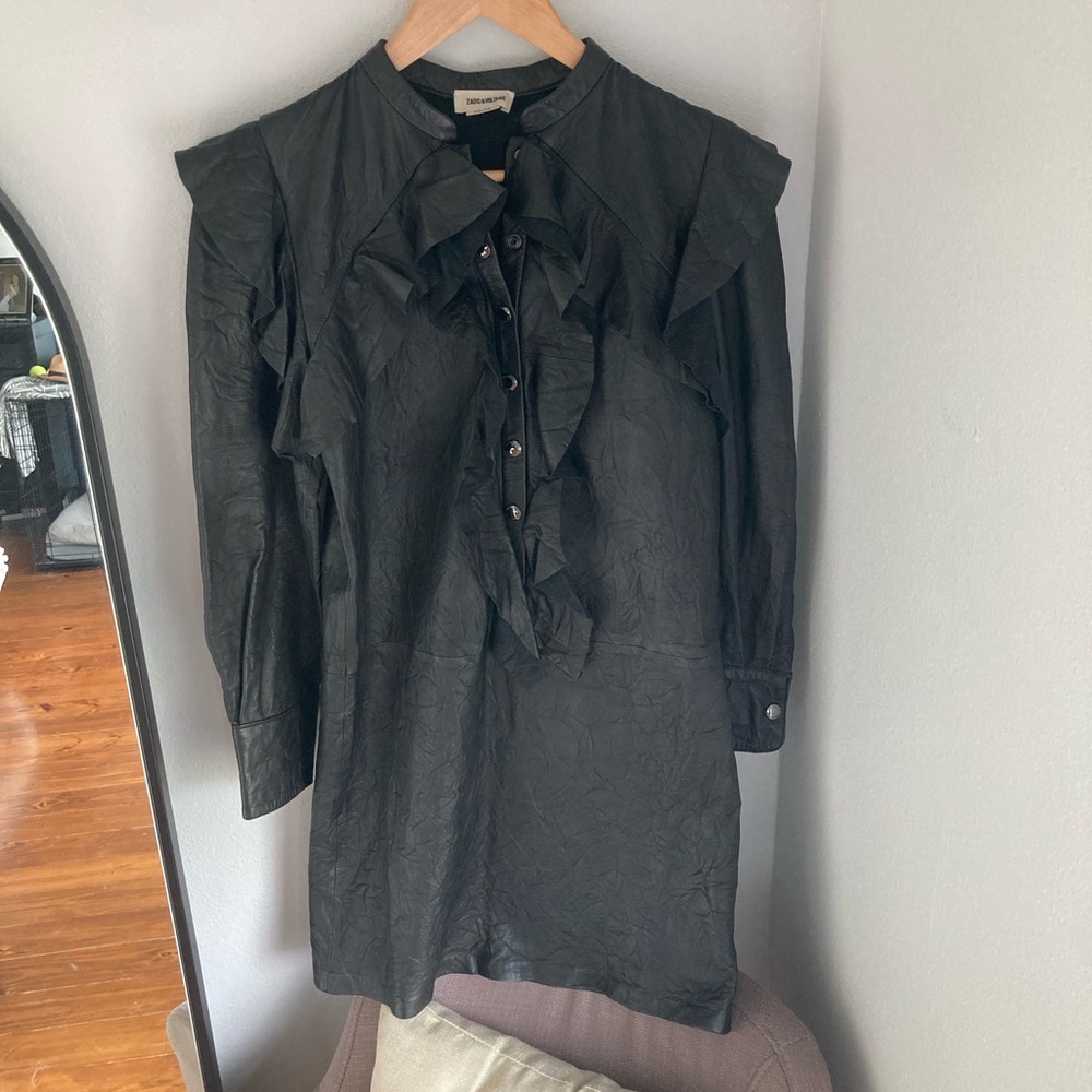 Zadig & Voltaire Black Lamb Leather Dress 34